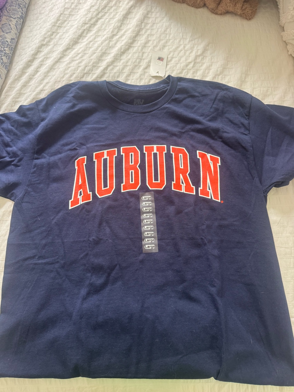 MV Sport Navy Blue Auburn Graphic Tee with Orange Lettering